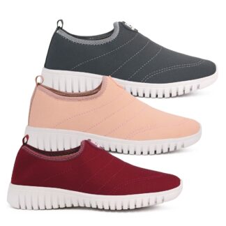 KIT 3 PARES TÊNIS MEIA NO PÉ CINZA/ ROSA/  BORDO