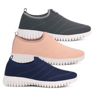 KIT 3 PARES TÊNIS MEIA NO PÉ CINZA/ ROSA/  AZUL